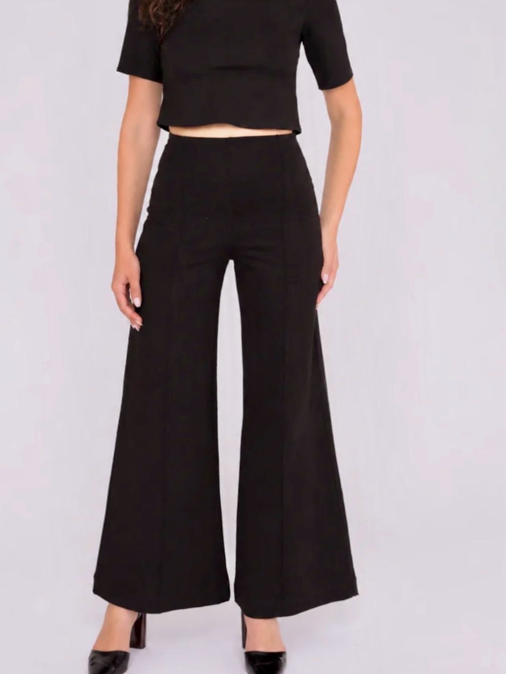Ripley Rader Wide Leg Black Ponte Pants Inseam 31” Size 1+ Like New
